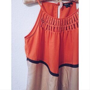 Takara color block basketweave neckline camisole